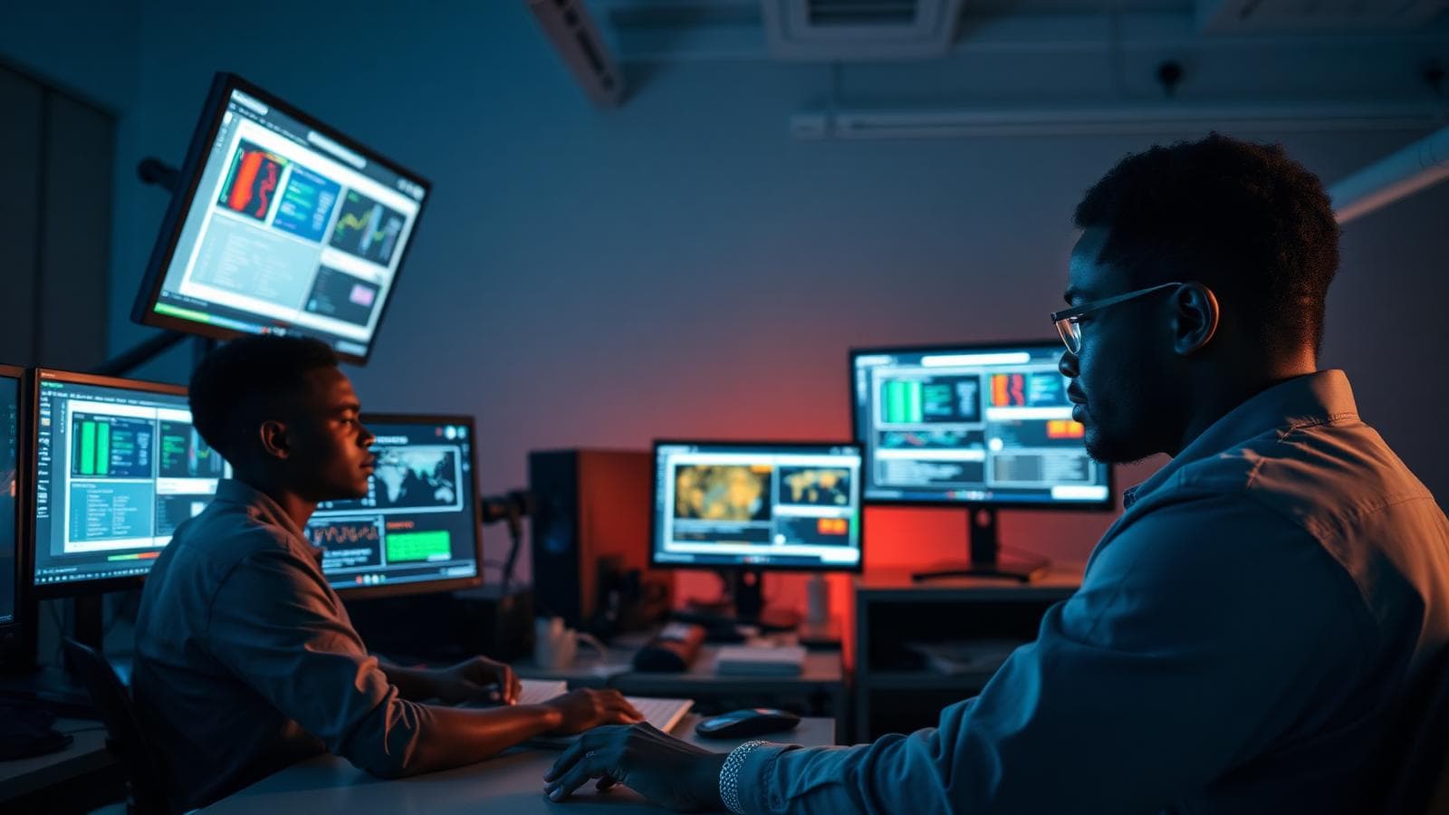 Researchers working with data on multiple screens