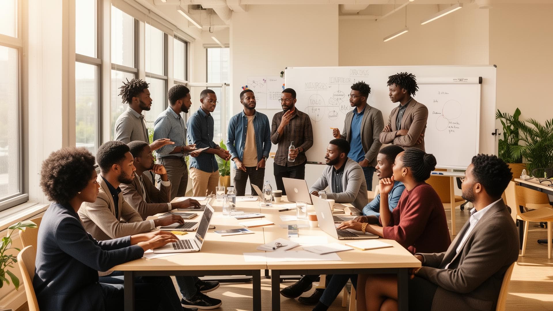 African founders, fellows and community members gathered at an AsteriskRD program